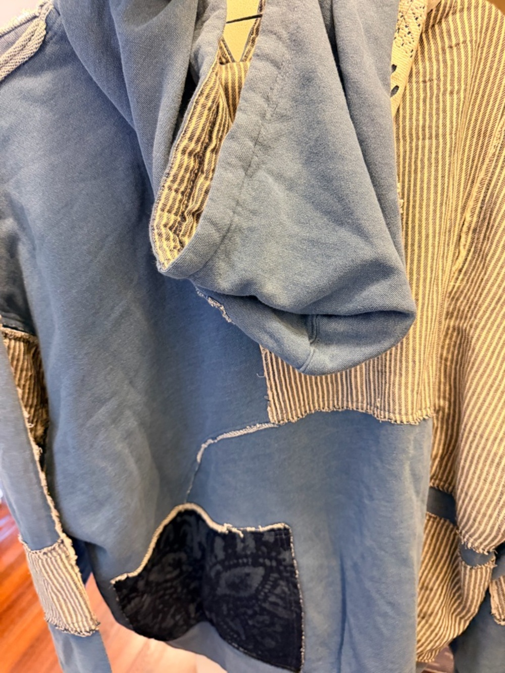 Free People Blue Patchwork Lace Hoodie - Picture 6 of 7